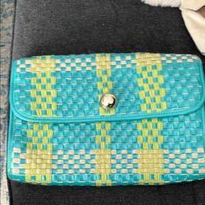 Woven Turquoise and Green Clutch